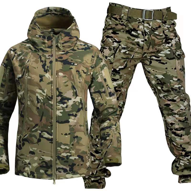 Conjunto de Chaqueta de Camuflaje Cálida de Piel de Tiburón para Exteriores