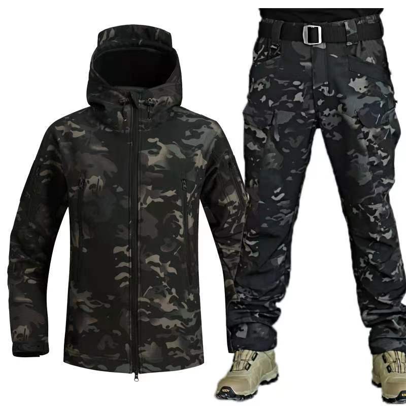 Conjunto de Chaqueta de Camuflaje Cálida de Piel de Tiburón para Exteriores